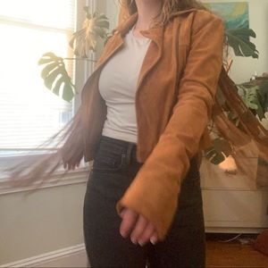 UO Fringe Suede Moto Jacket
